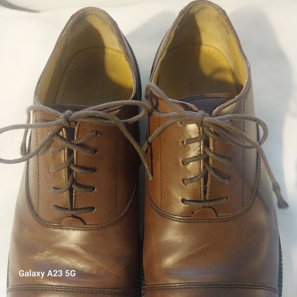 Cole Haan Mens Cap Toe Oxford Dress Shoes Size 8.5 Wide Brown Leather Classic - Picture 2 of 9
